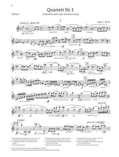 バルトーク：弦楽四重奏曲 第1番 op. 7