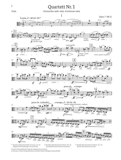 バルトーク：弦楽四重奏曲 第1番 op. 7