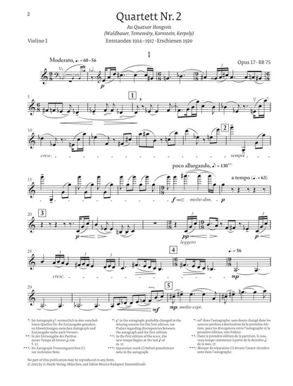 バルトーク：弦楽四重奏曲 第2番 op. 17