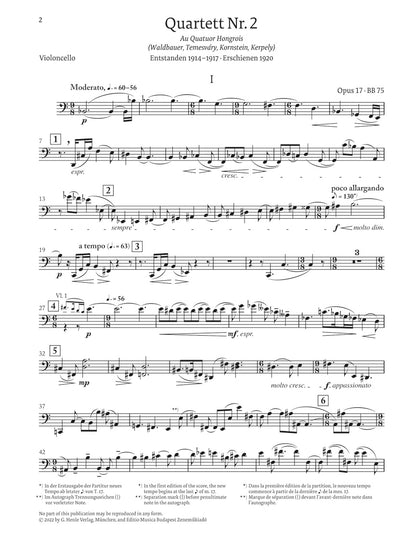 バルトーク：弦楽四重奏曲 第2番 op. 17