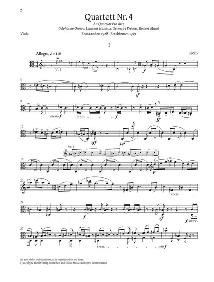 バルトーク：弦楽四重奏曲 第4番