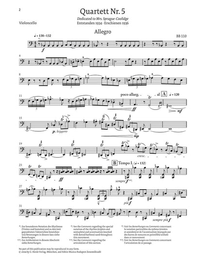 バルトーク：弦楽四重奏曲第5番 Sz.102