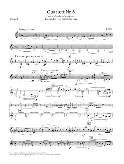 バルトーク：弦楽四重奏曲第6番 Sz.114