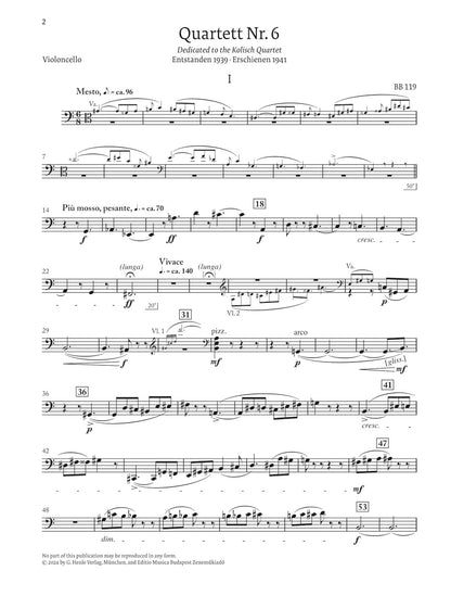 バルトーク：弦楽四重奏曲第6番 Sz.114