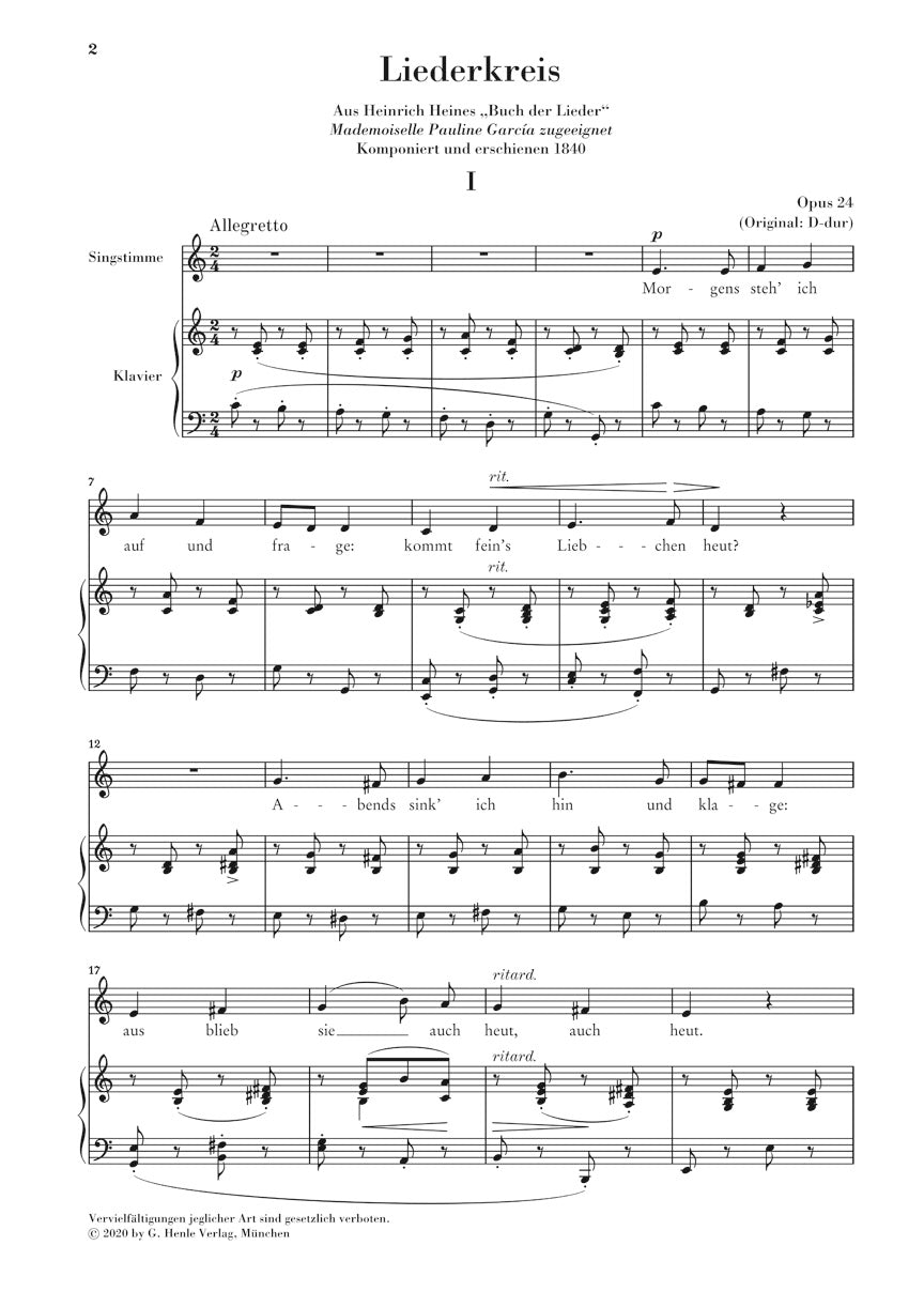 シューマン：リーダークライス op. 24（低声用）