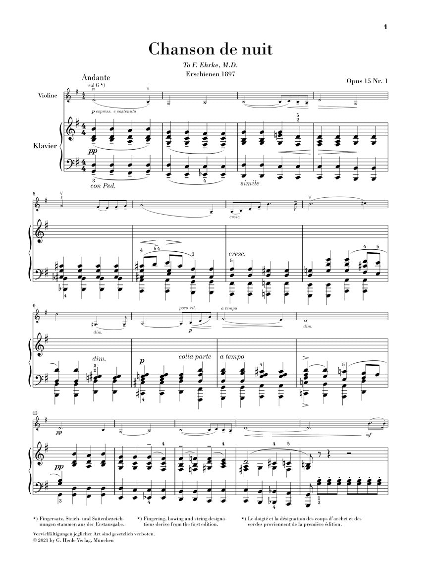 エルガー：夜の歌、朝の歌 op. 15