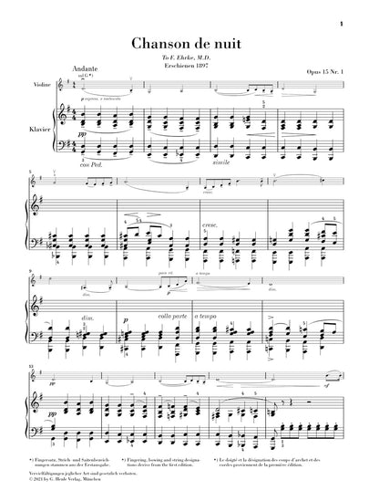 エルガー：夜の歌、朝の歌 op. 15