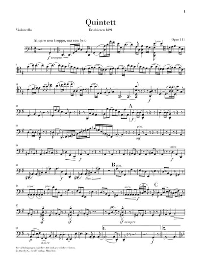 ブラームス：弦楽五重奏曲 第2番 ト長調 op. 111