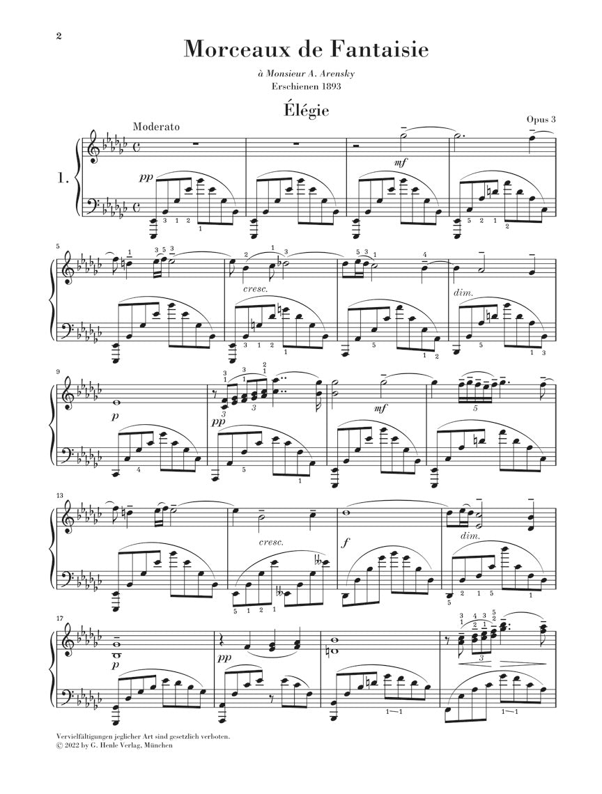 ラフマニノフ：幻想小曲集 op. 3