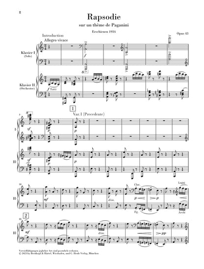 ラフマニノフ：パガニーニの主題による狂詩曲 op. 43