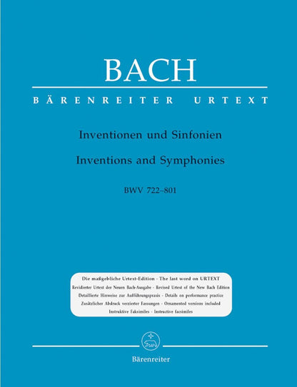 ピアノ／バッハ：インヴェンションとシンフォニア BWV 772 - 801（運指なし）