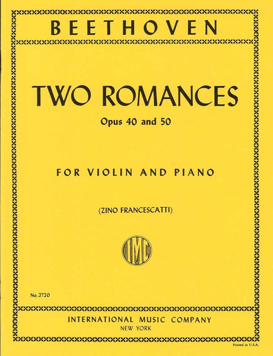 ベートーヴェン：ロマンス ト長調 op. 40、ヘ長調 op. 50