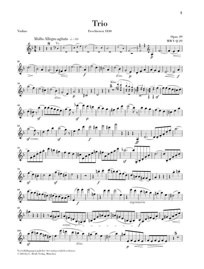 メンデルスゾーン：ピアノ三重奏曲 第1番 ニ短調 op. 49