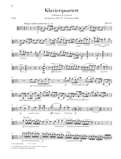 フォーレ：ピアノ四重奏曲 第1番 ハ短調 op. 15