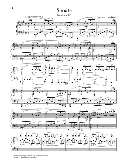 ピアノ／シューベルト：ピアノ・ソナタ イ長調 op.120（遺作）D 664