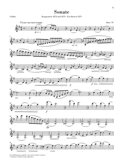 ブラームス：ヴァイオリン・ソナタ 第1番 ト長調 op. 78