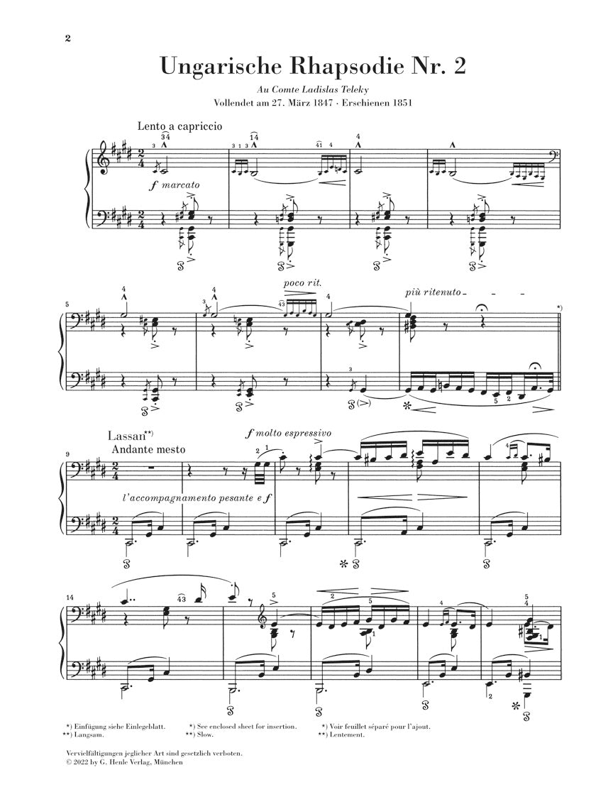 リスト：ハンガリー狂詩曲 第2番