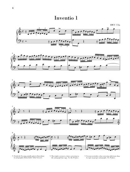 バッハ：インヴェンションとシンフォニア BWV 772 - 801（運指なし）