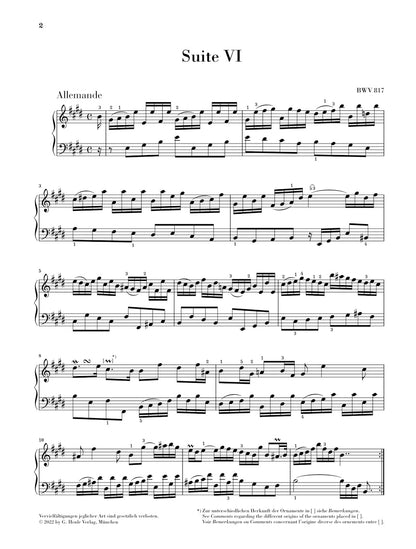 バッハ：フランス組曲 第6番 ホ長調 BWV 817