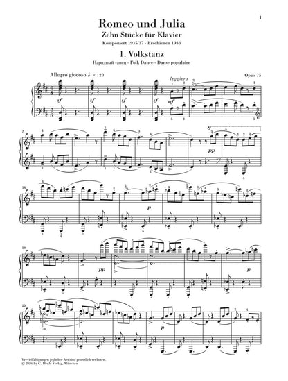 ピアノ／プロコフィエフ：バレエ《ロメオとジュリエット》より10の小品 Op.75