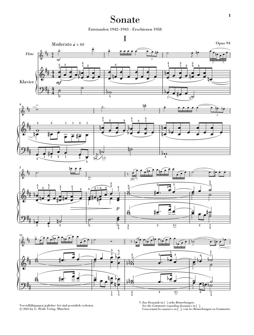 フルート／プロコフィエフ：フルート・ソナタ ニ長調 op.94 – BREMEN
