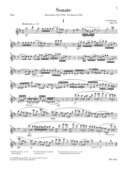 フルート／プロコフィエフ：フルート・ソナタ ニ長調 op.94