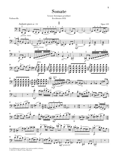 プロコフィエフ：チェロとピアノのためのソナタ op. 119