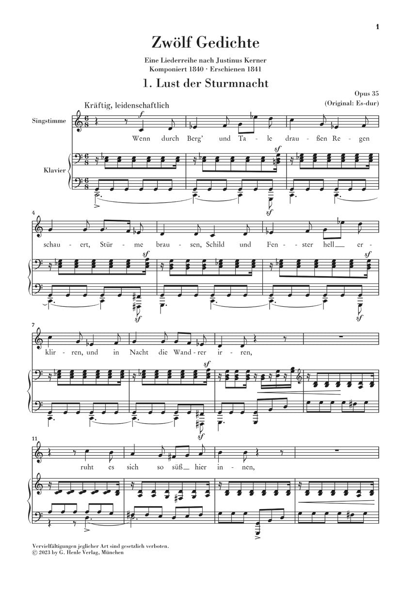 シューマン：ケルナーの詩による 12の歌 op. 35（低声用）