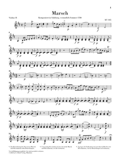 モーツァルト：行進曲 K.445とディヴェルティメント K.334