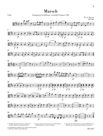モーツァルト：行進曲 K.445とディヴェルティメント K.334