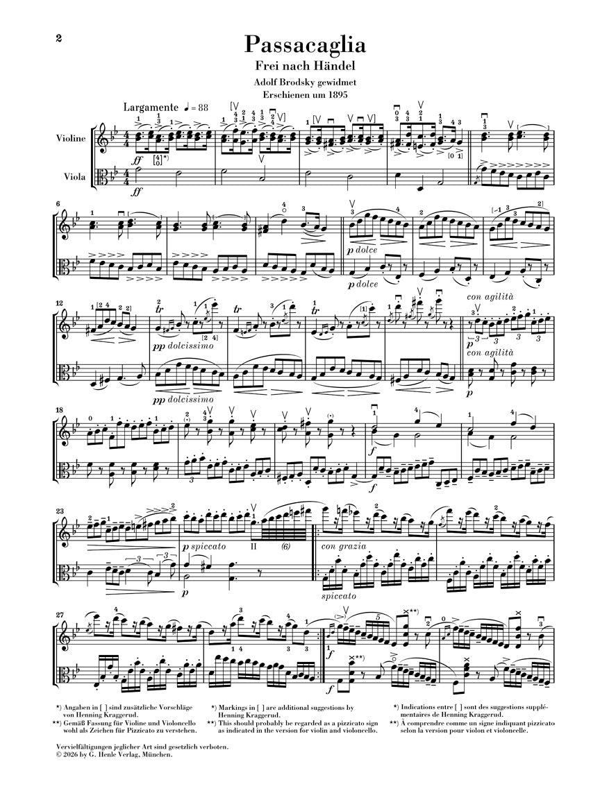 アンサンブル二重奏／ハルヴォルセン：パッサカリア／サラバンドと変奏（ヘンデルの主題による）