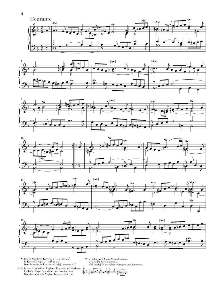 バッハ：フランス組曲 第1番 ニ短調 BWV 812（運指なし）