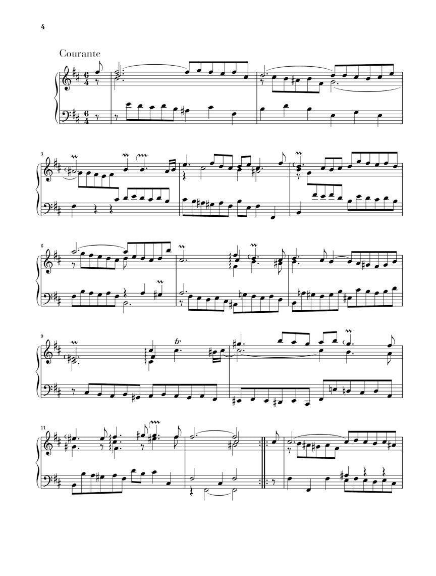 ピアノ／バッハ：フランス組曲 第3番 ロ短調 BWV 814（運指なし