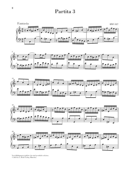バッハ：パルティータ 第3番 イ短調 BWV 827（運指なし）