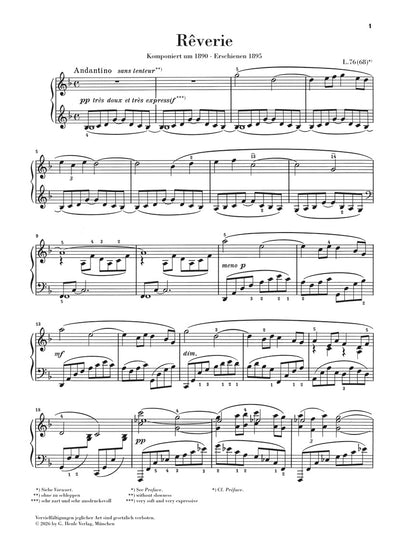 ピアノ／ドビュッシー：レヴェリー