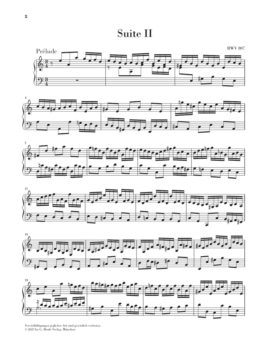バッハ：《イギリス組曲 第2番 イ短調 BWV 807》