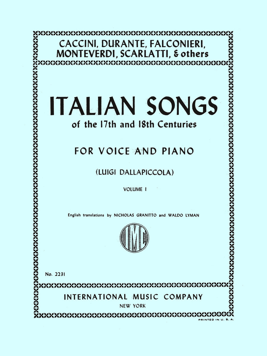 複数作曲家：イタリア 歌曲集 の 17・18世紀 - 30 歌曲集 (伊語・英語): 第I巻（高声とピアノ）