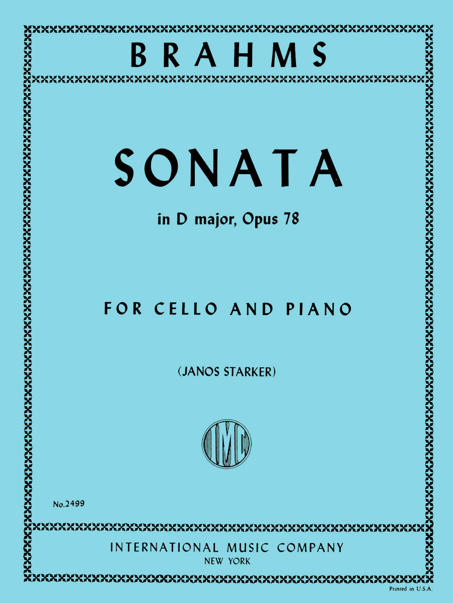 ブラームス：ソナタ ニ長調 op.78. （ブラームスによる編曲）（チェロとピアノ）