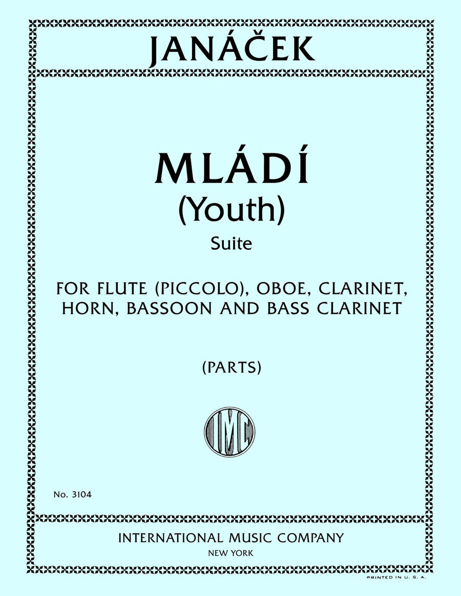 ヤナーチェク：Mladi (Youth) 組曲（Flute, Oboe, Clarinet in B flat, Horn, Bassoon, and Bass Clarinet）