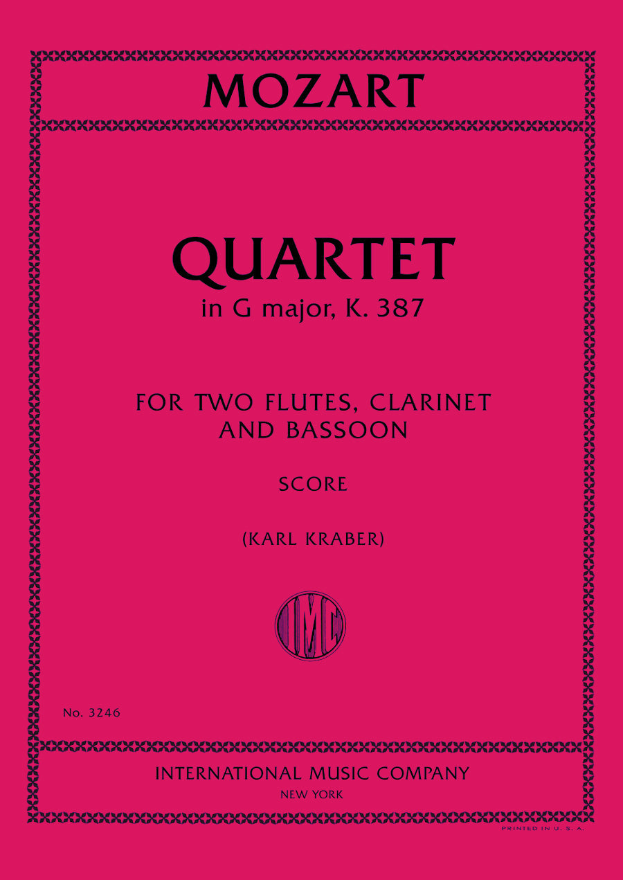 モーツァルト：四重奏 ト長調, K. 387（Two Flutes, Clarinet in B flat, and Bassoon）