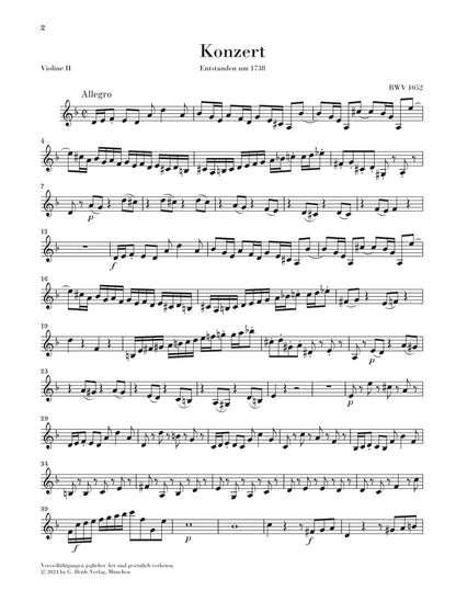 バッハ：チェンバロ協奏曲 第1番 BWV 1052 パート譜