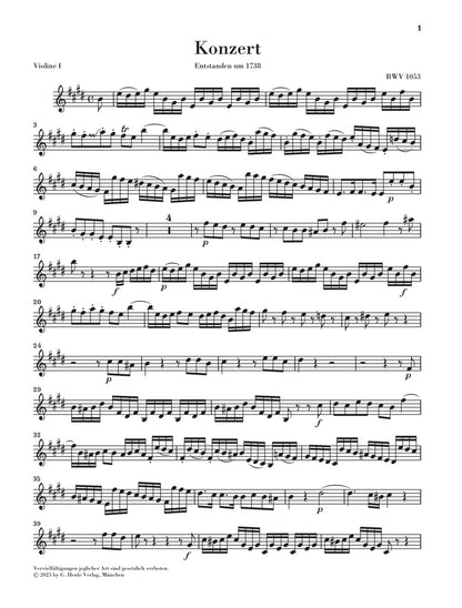 バッハ：チェンバロ協奏曲 第2番 ホ長調 BWV1053（弦楽セット 3.3.2.2）