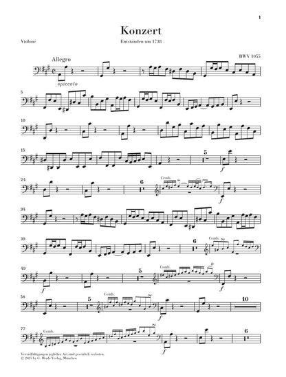 バッハ：チェンバロ協奏曲 第4番 イ長調 BWV 1055（弦楽パートセット）
