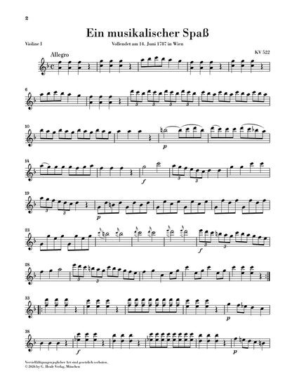 アンサンブル六重奏以上〜／モーツァルト：音楽の冗談 K.522（弦楽器パート譜セット）