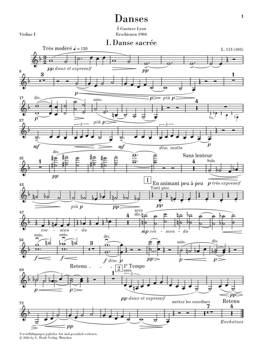 アンサンブル六重奏以上〜／ドビュッシー：ハープと弦楽のための2つの舞曲（弦楽パート譜セット）