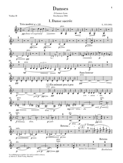 アンサンブル六重奏以上〜／ドビュッシー：ハープと弦楽のための2つの舞曲（弦楽パート譜セット）