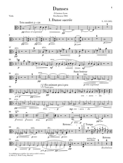 アンサンブル六重奏以上〜／ドビュッシー：ハープと弦楽のための2つの舞曲（弦楽パート譜セット）