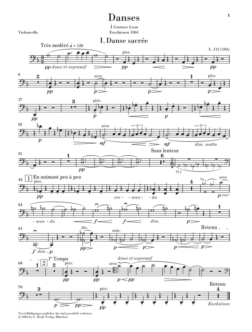 アンサンブル六重奏以上〜／ドビュッシー：ハープと弦楽のための2つの舞曲（弦楽パート譜セット）