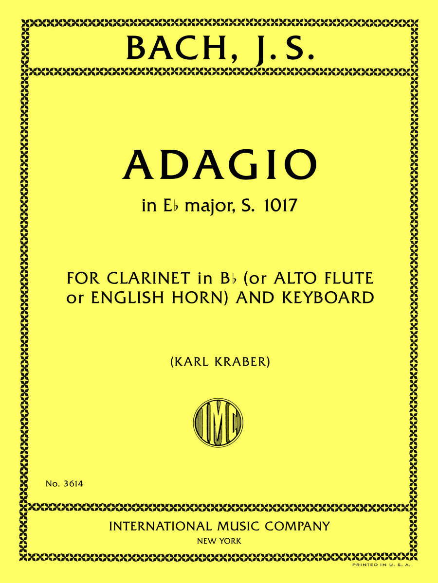 バッハ：アダージョ 変ホ長調, S. 1017（Clarinet in B flat (or Alto Flute or English Horn) and Keyboard）