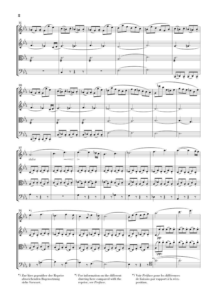 シューベルト：弦楽四重奏曲 第12番 ハ短調 D 703「四重奏断章」